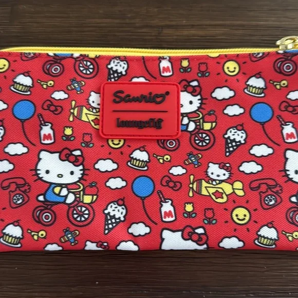 Loungefly Sanrio Hello Kitty 50th Anniversary Nylon Zipper Pouch Wristlet NWT - Picture 2 of 10